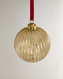 ZARA HOME ЕЛОЧНОЕ УКРАШЕНИЕ В ПОЛОСКУ С БЛЕСТКАМИ, ЗОЛОТИСТЫЙ