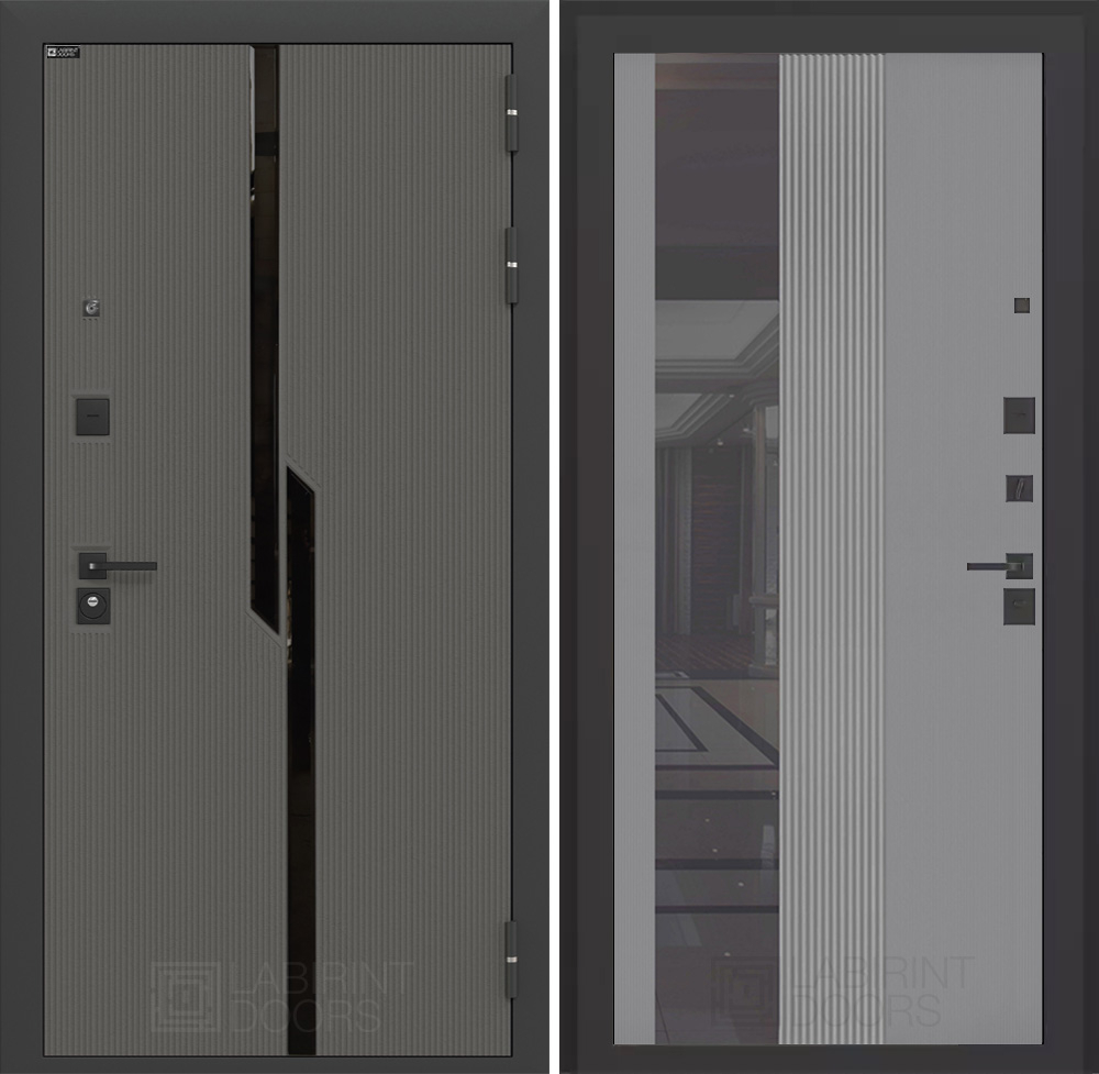 Карбон 32 серый рельеф софт, зеркало тонированное