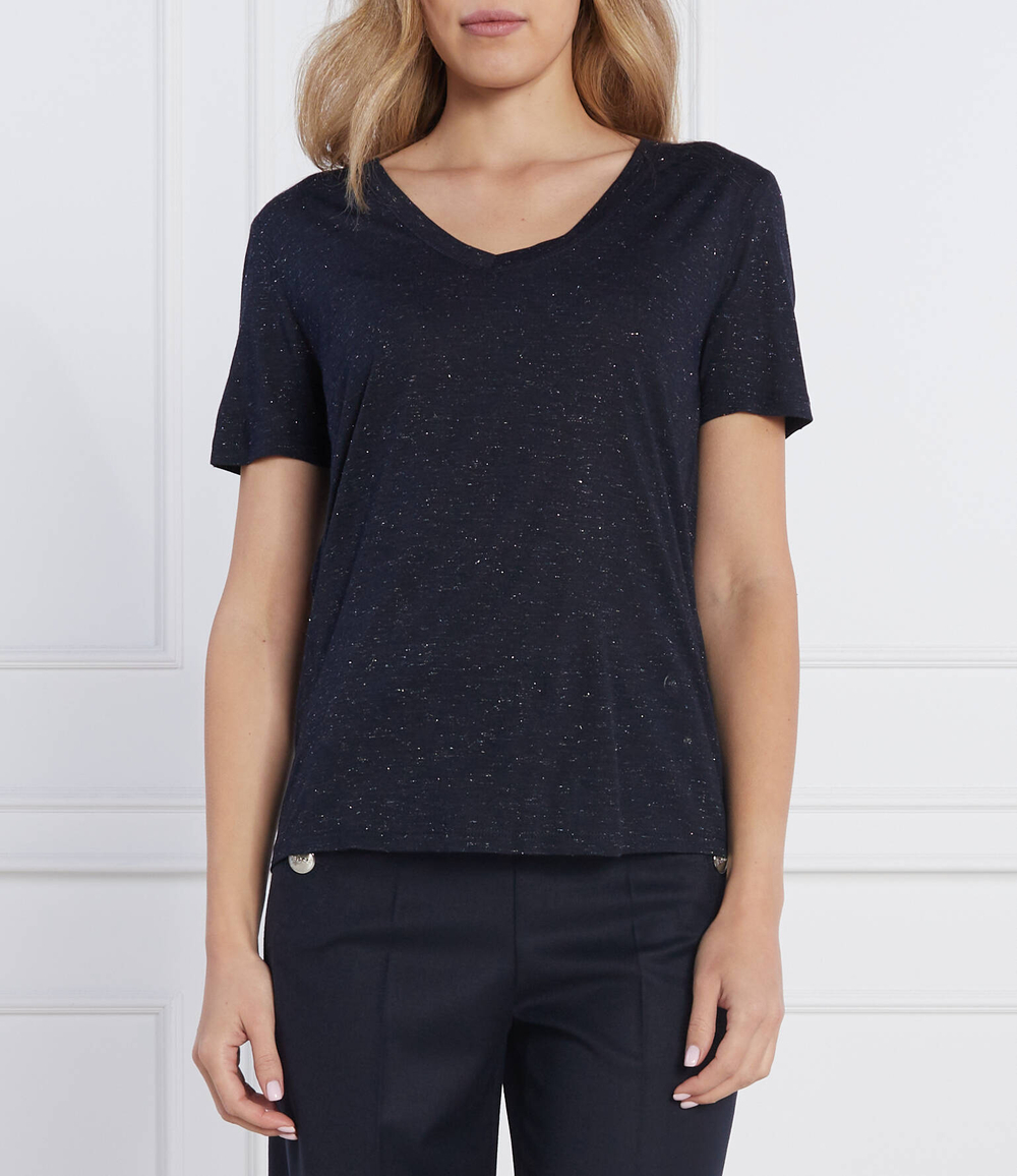 футболка reg v-nk fem metallic ss Tommy Hilfiger - темно-синий(WW0WW36583)