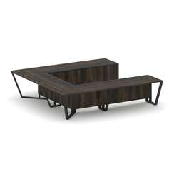 Steel Meet Стол переговорный П-образный KMK-PR.B.SP-11P Дуб Мали/Графит Глянец/Металл Черный 3200*32