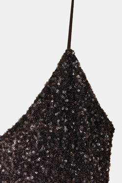 ZARA ДЛИННОЕ ПЛАТЬЕ С ПАЙЕТКАМИ — ZW COLLECTION, КОРИЧНЕВЫЙ