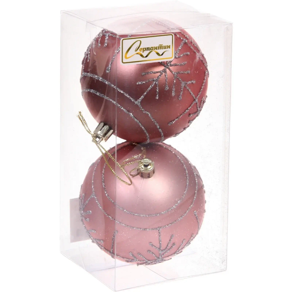 Новогодние шары «Сияние» 8 см (набор 2 шт), Розовое золото