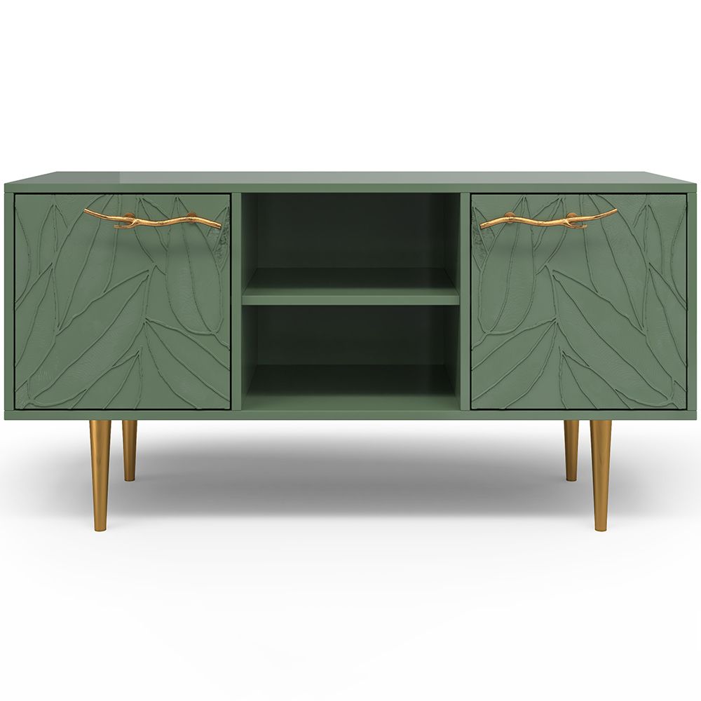 Тумба под ТВ Арт Колор leaves 117см Стайл Голд Зеленый нефрит