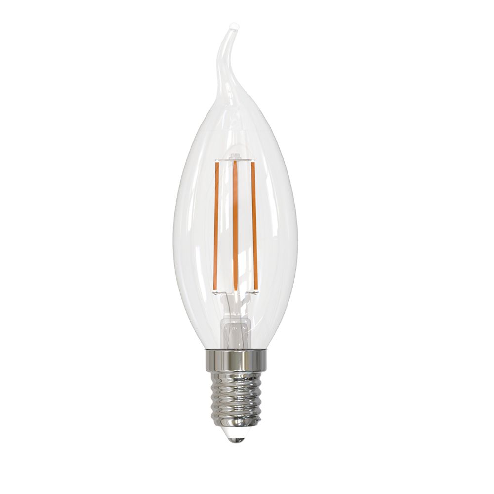 LED-CW35-5W/4000K/E14/CL/SLF Лампа светодиодная. Форма свеча на ветру, прозрачная. Белый свет (4000К). ТМ Volpe