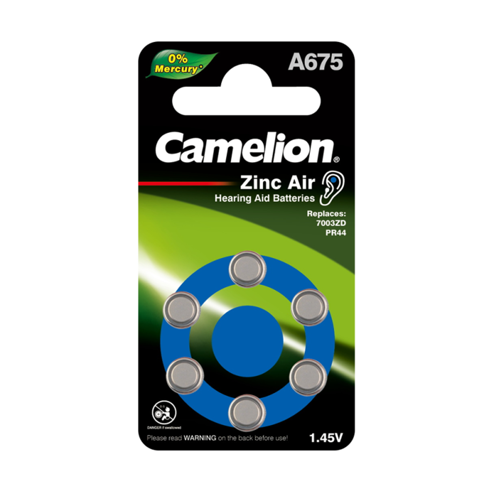 Элемент питания ZA675 Mercury Free A675-BP6 (0%Hg) 1.4В 620мА.ч для слуховых аппаратов BL-6 (блист.6шт) Camelion 12826 Элемент питания ZA675 Mercury Free A675-BP6 (0%Hg) 1.4В 620мА.ч для слуховых аппаратов BL-6 (блист.6шт) Camelion 12826