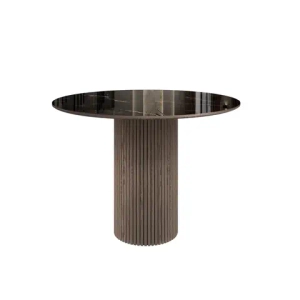 Стол круглый Denver 100, керамика глянцевая / опора дерево