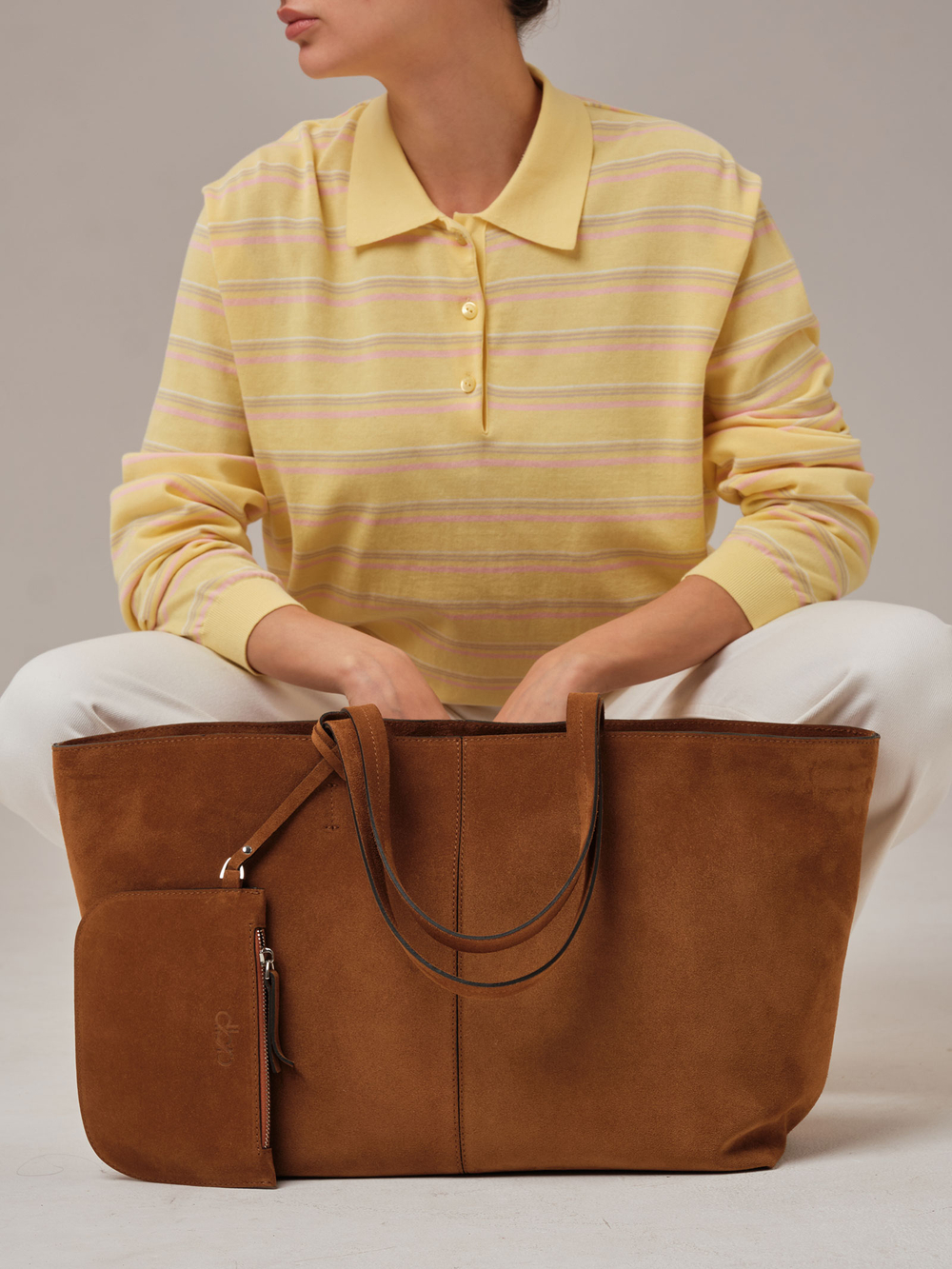 Замшевая сумка шоппер Texas DBR 31390 коричневый лист