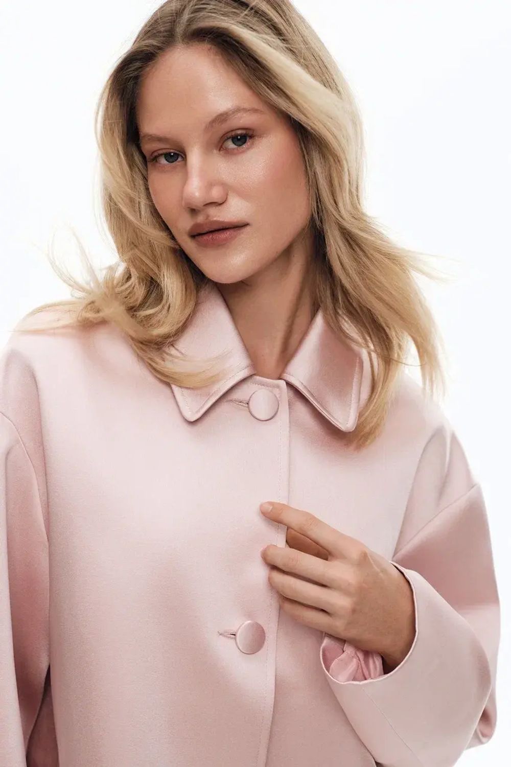 Пальто атласное ((Келли)), розовое