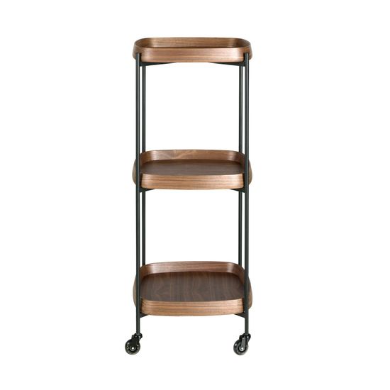 Мини-бар на колесиках 3291 из орехового дерева и черной стали