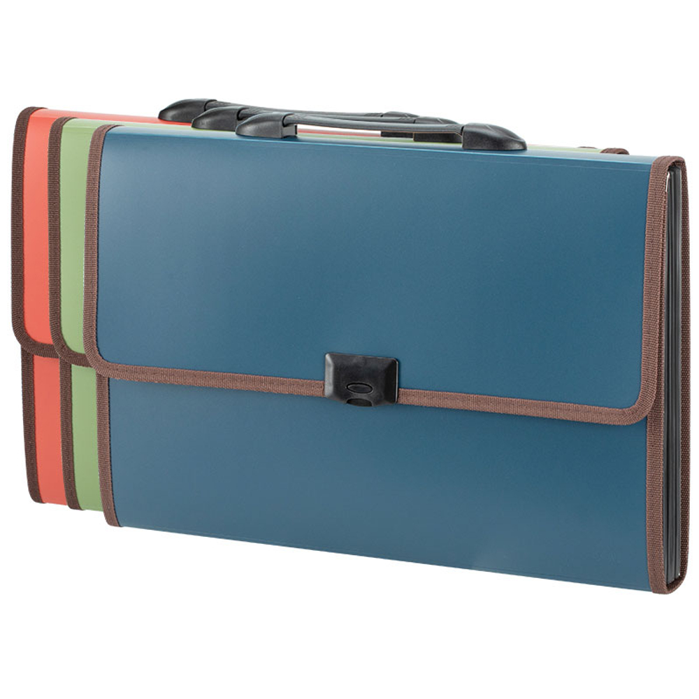 Папка-портфель DELI, А4+, с ручкой 13 отделений, ассорти