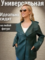 Куртка демисезонная из экокожи с капюшоном, косуха оверсайз