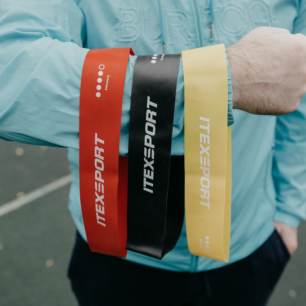 ITEX SPORT резинки для фитнеса, эспандер ленточный (набор 5 шт., сопротивление до 25 кг), оптом