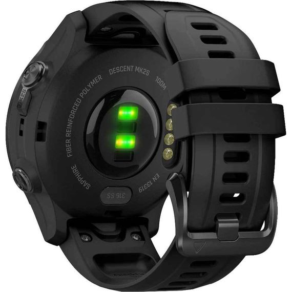 Умные часы - дайвинг компьютер Garmin Descent MK2s угольно-серый корпус с DLC-покрытием, черный силиконовый ремешок