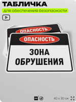 Табличка для обеспечения безопасности "Опасность зона обрушения", для производства, предприятия, организаций, 40х30 см, Silver Plane x Айдентика Технолоджи