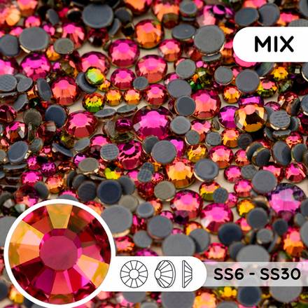 Стразы горячей фиксации из стекла, цвет Rose Flare, форма Round