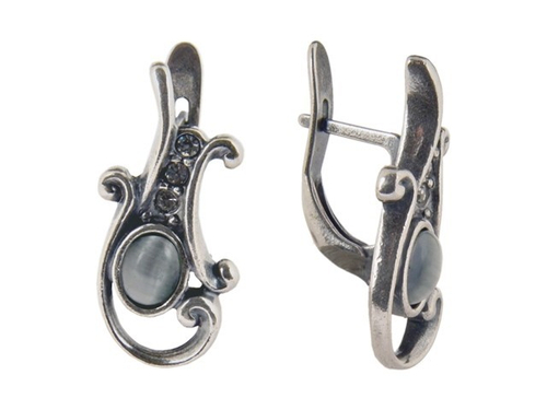 "Руза" серьги в серебряном покрытии из коллекции "Города России" от Jenavi  с английским замком