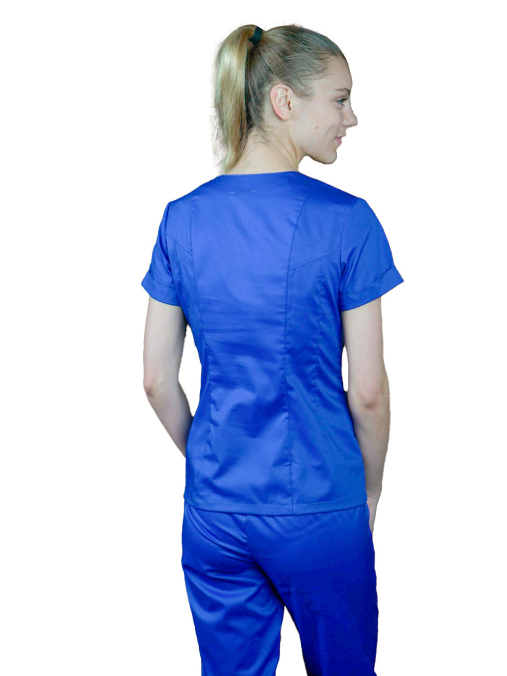 Блуза медицинская женская Доктор стиль ЛУ 1230 Aльфа , белый-зеленый, 40