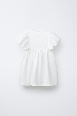 ZARA КОМБИНИРОВАННОЕ ПЛАТЬЕ С ВОЛАНАМИ, БЕЛЫЙ