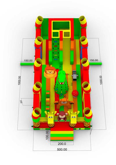 Коммерческий надувной батут «Страна Сафария 3» с крышей, 10x5x5 м