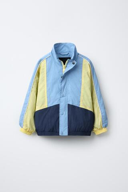 ZARA ЛЕГКИЙ ДОЖДЕВИК ИЗ ВЫСОКОТЕХНОЛОГИЧНОЙ КОНТРАСТНОЙ ТКАНИ, ЖЕЛТЫЙ