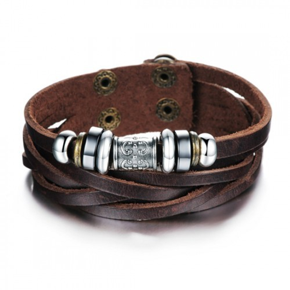 Браслет унисекс 2в1 из кожи SteelMan mn00404