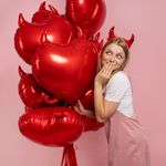 Шар (30''/76 см) Сердце, Чертенок, Красный, 1 шт. в уп.