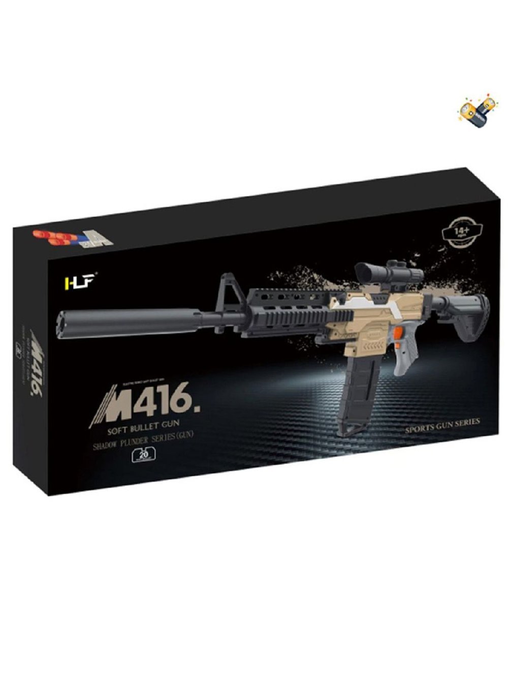 Игрушка Автомат M416, свет-звук-мягкие пули в коробке (201078196)
