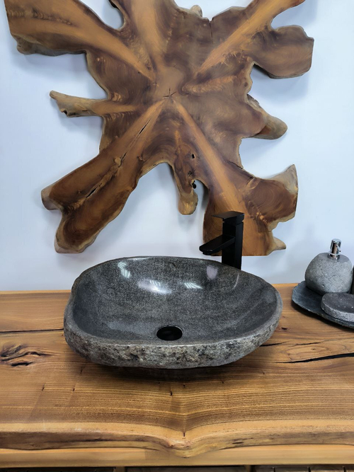 Раковина из речного камня RS-66419 50х41х15 из натурального камня