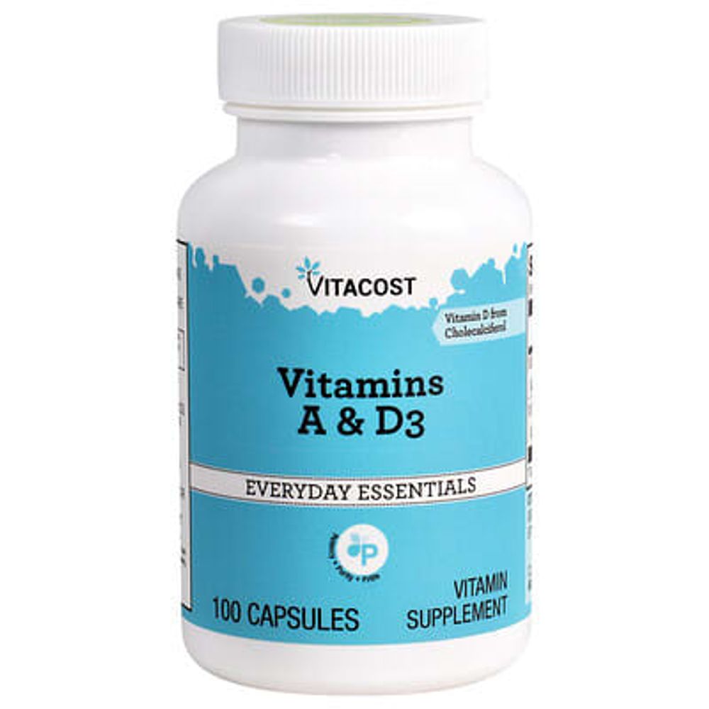 Vitacost, Vitamins A &amp; D3, 100 Capsules