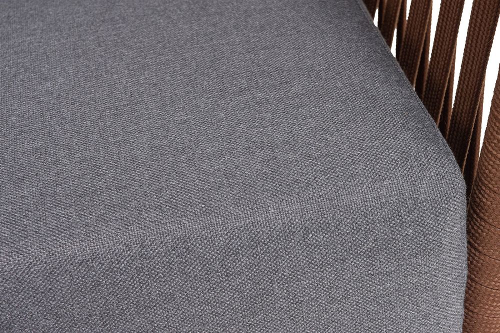 "Багамы" кресло плетеное из роупа, каркас алюминий коричневый (RAL8016) муар, роуп BZ23-ED31, ткань темно-серая 027