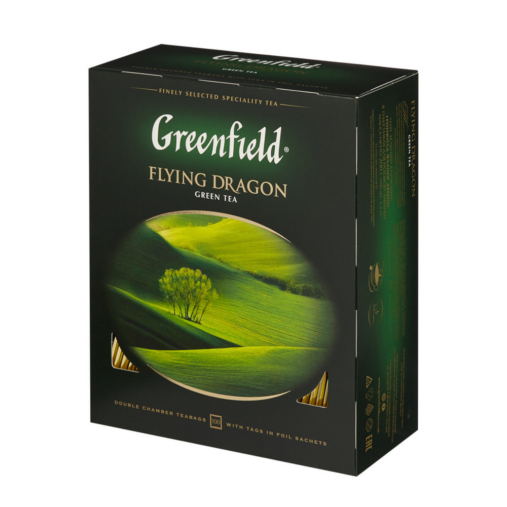 Чай зеленый в пакетиках Greenfield Flying Dragon, 100 пак
