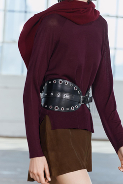 ZARA БАЗОВЫЙ ДЖЕМПЕР ИЗ ТОНКОГО ТРИКОТАЖА, ЦВЕТ БУРГУНДСКОГО ВИНА