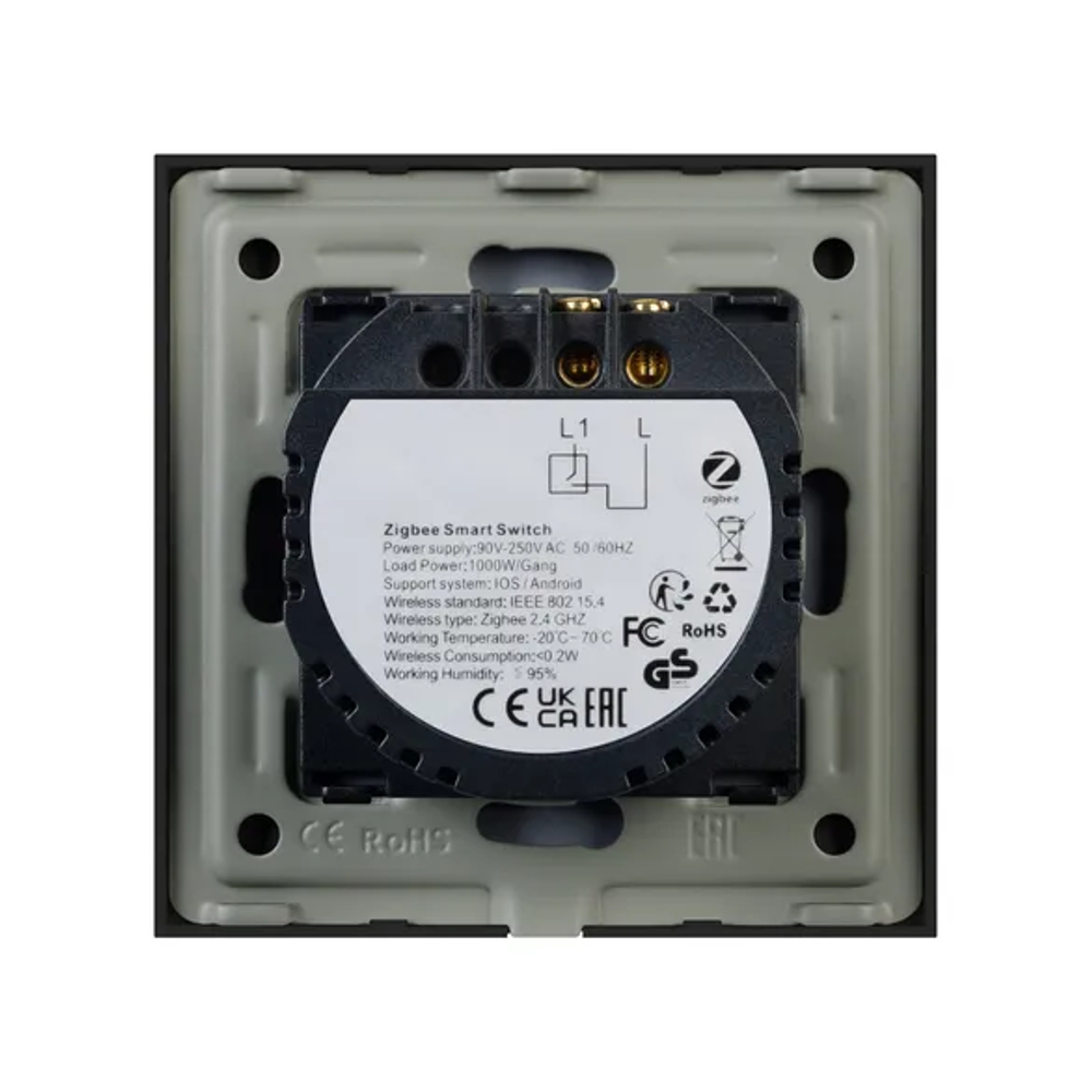 Выключатель сенсорный SWT-OMALI-S01-ZB-BK (250V, 10A, Zigbee) (Arlight, Стекло) 050033