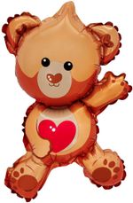 Шар с клапаном (16''/41 см) Мини-фигура, Мишка с сердечком, 1 шт.
