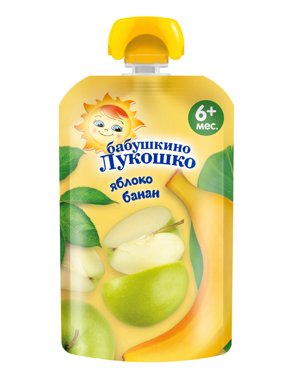 Пюре из яблок и бананов мягкая упаковка ( 90г ) "Бабушкино лукошко"