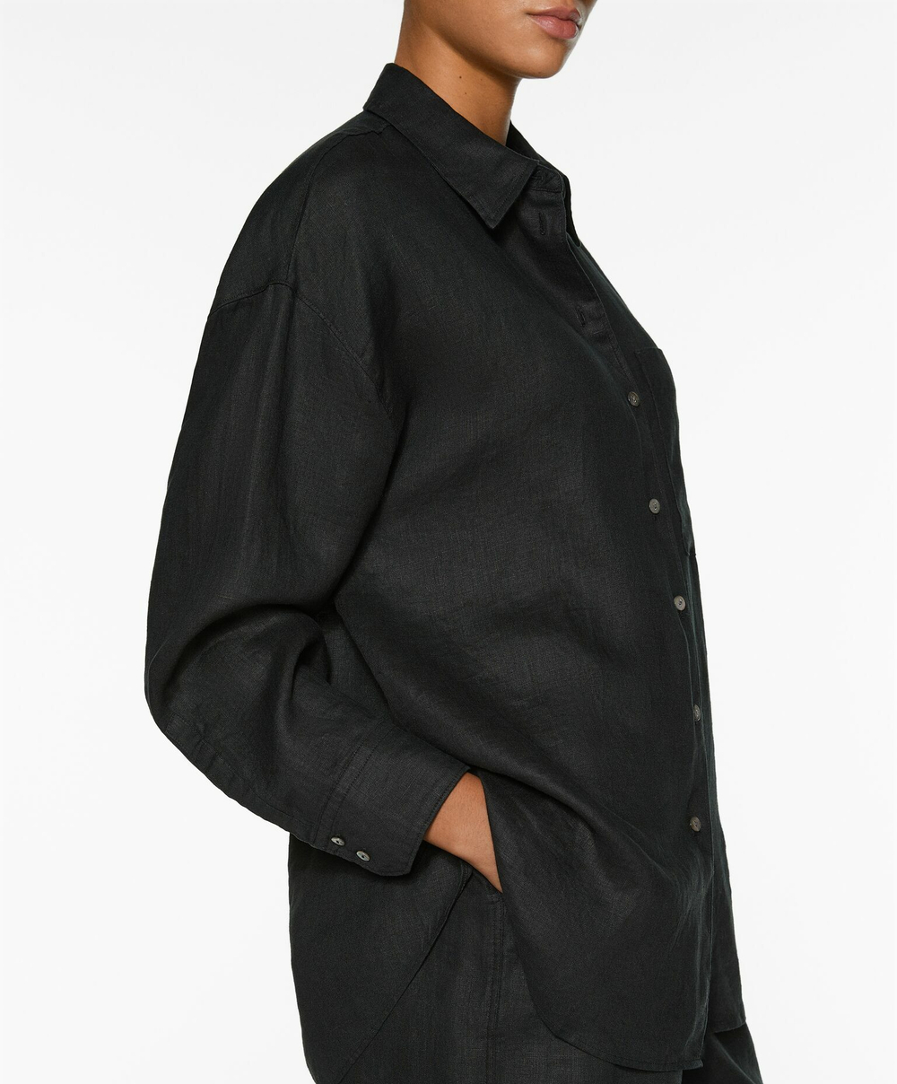 Oysho Льняная рубашка, черный