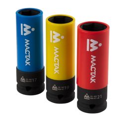 МАСТАК (5-064517) Набор ударных глубоких торцевых головок и удлинителей 1/2", 17, 19, 21 мм, ложемент, 7 предметов