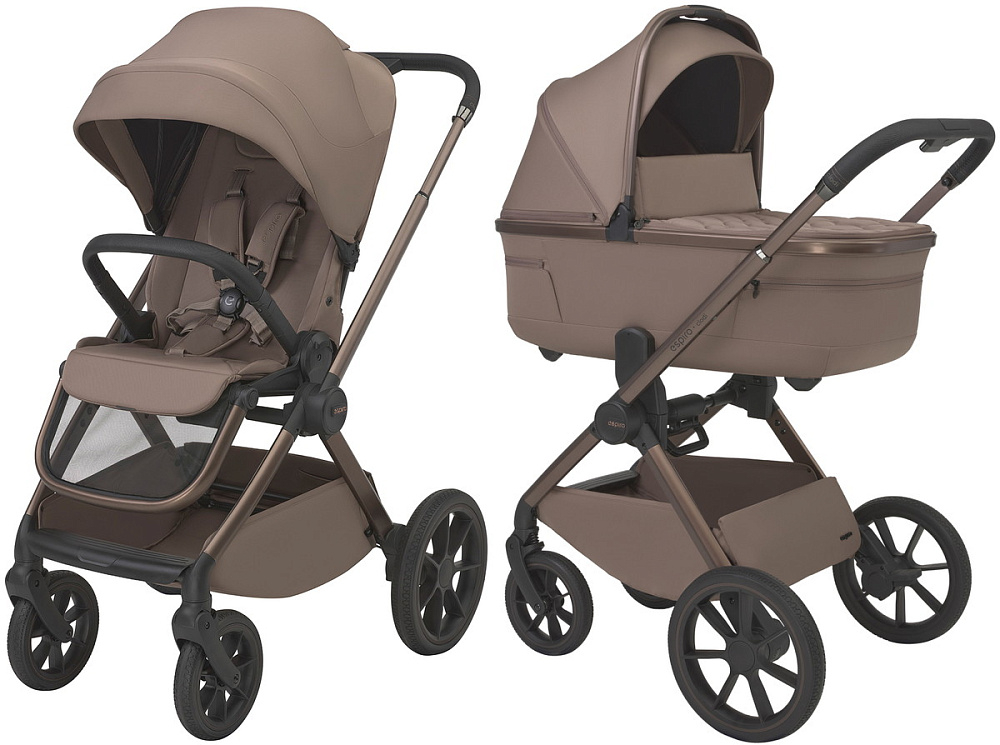 Детская коляска 3 в 1 Espiro Clodi и автокресло Pi Gray blue 08 fashionable brown