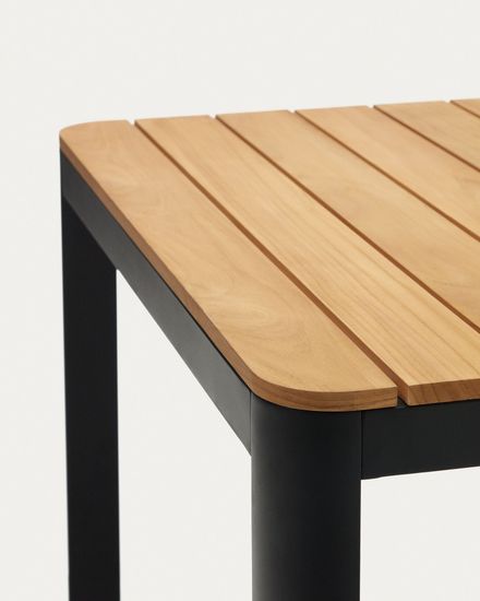 Bona Уличный стол из алюминия в черной отделке и тикового дерева 160 x 90 см Испания La Forma