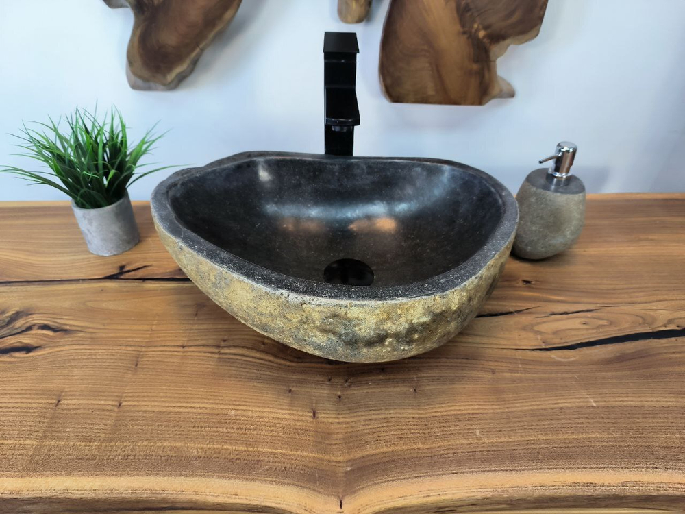Раковина из речного камня RS-65785 44х33х15 из натурального камня