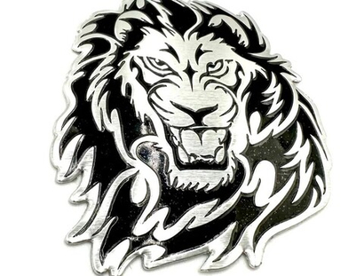 Наклейка Лев Серебристая (Lion размер 6,5х7,5см)