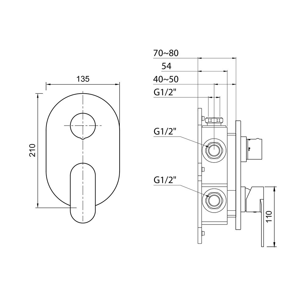 Смеситель для душа Steinberg 170 встраиваемый с переключателем на 3 потребителя, хром 170 2202