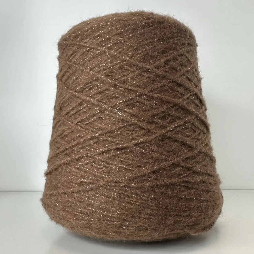 DRACO - Ri.Go, 58% вспушенная альпака, 14% меринос, 12% люрекс, 16% п/а; 300м/100гр col. 25853, цвет: коричневый, люрекс серебро; S703