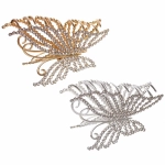 Заколка - краб для волос со стразами на блистере «ДЕ Палма», бабочка, цвет золото и серебро, 10*6.5см (пакет с подвесом)
