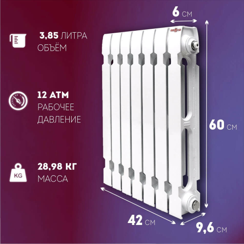 Радиатор чугунный модель KONNER Модерн-500 7 СЕКЦИЙ