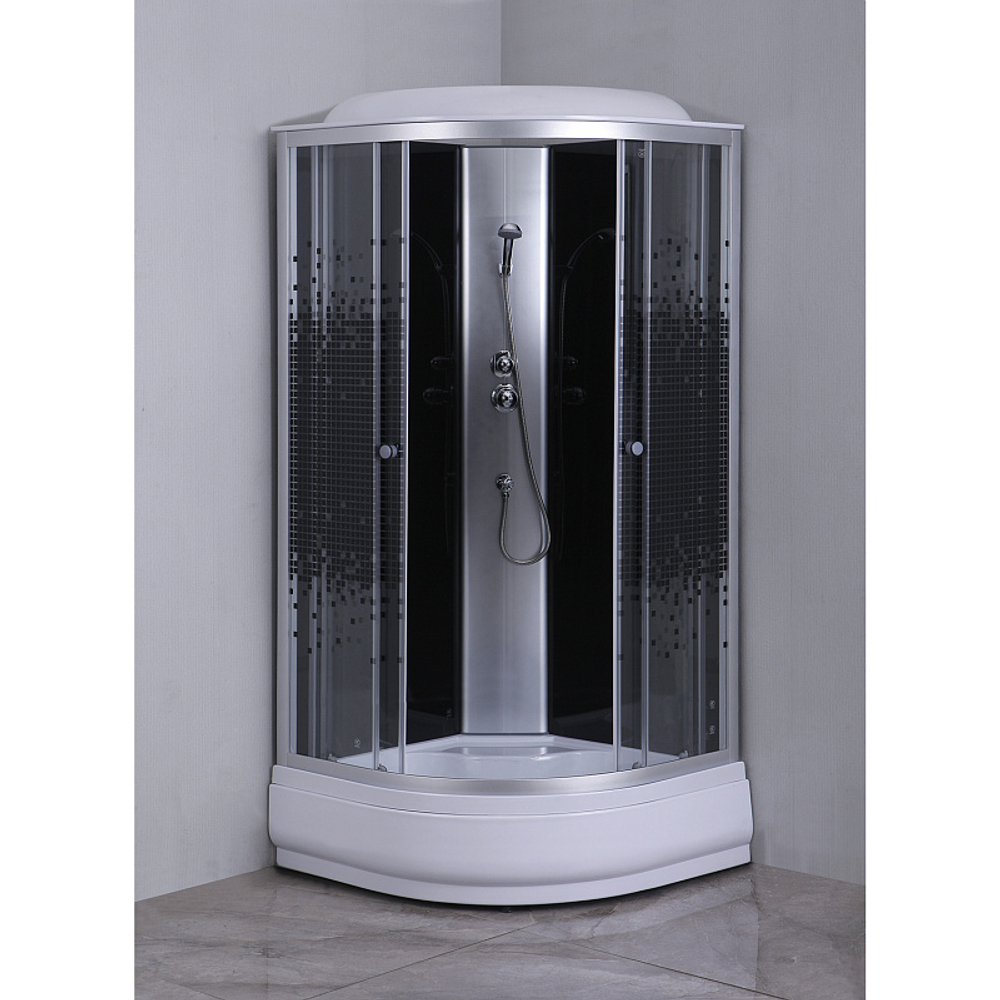 Душевая кабина Loranto 100х100х215 поддон 25см, мозаичный узор, прозрачное стекло 4мм, профиль хром (CS661025K100)