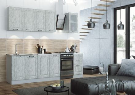 Модульный кухонный гарнитур «Капри» 2000 (камень светлый), ЛДСП/МДФ, ДСВ Мебель