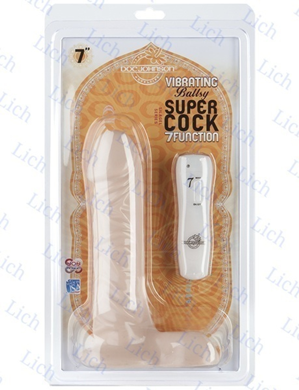 Телесный вибропенис с мошонкой и 7 функциями