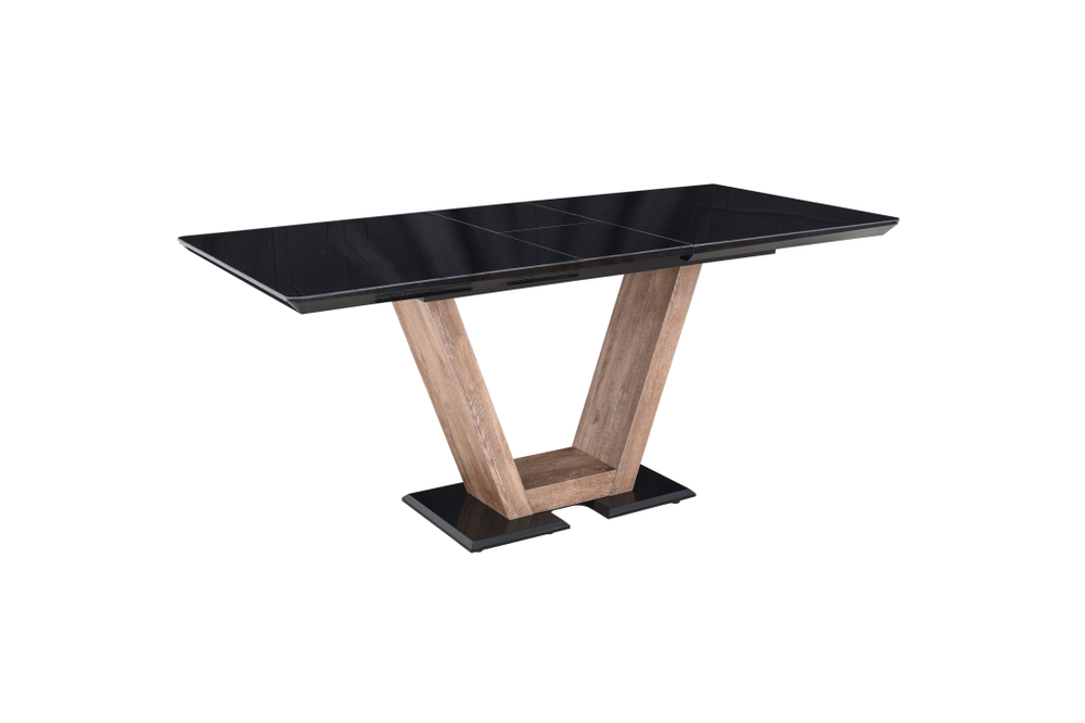 Стол Аврора Торонто 140, Черный с чёрным стеклом/Ель умбра, черный