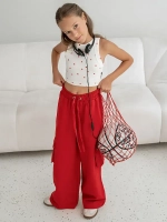 Штаны для девочки карго с карманами